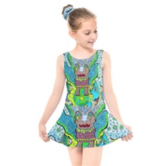 Cosmic Planet Angel Kids  Skater Dress Swimsuit