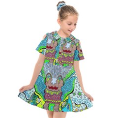 Cosmic Planet Angel Kids  Short Sleeve Shirt Dress by chellerayartisans