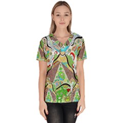 Cosmic Pyramid Women s V-neck Scrub Top by chellerayartisans