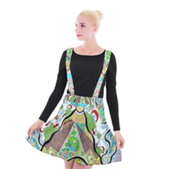 Cosmic Pyramid Suspender Skater Skirt by chellerayartisans