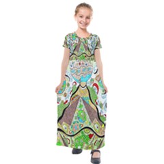 Cosmic Pyramid Kids  Short Sleeve Maxi Dress