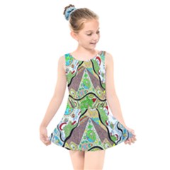 Cosmic Pyramid Kids  Skater Dress Swimsuit