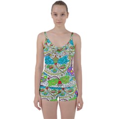 Cosmic Dragonflies Tie Front Two Piece Tankini by chellerayartisans