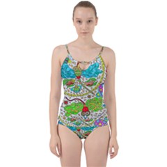 Cosmic Dragonflies Cut Out Top Tankini Set by chellerayartisans