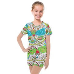 Cosmic Dragonflies Kids  Mesh Tee And Shorts Set