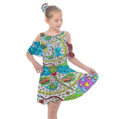 Cosmic Dragonflies Kids  Shoulder Cutout Chiffon Dress