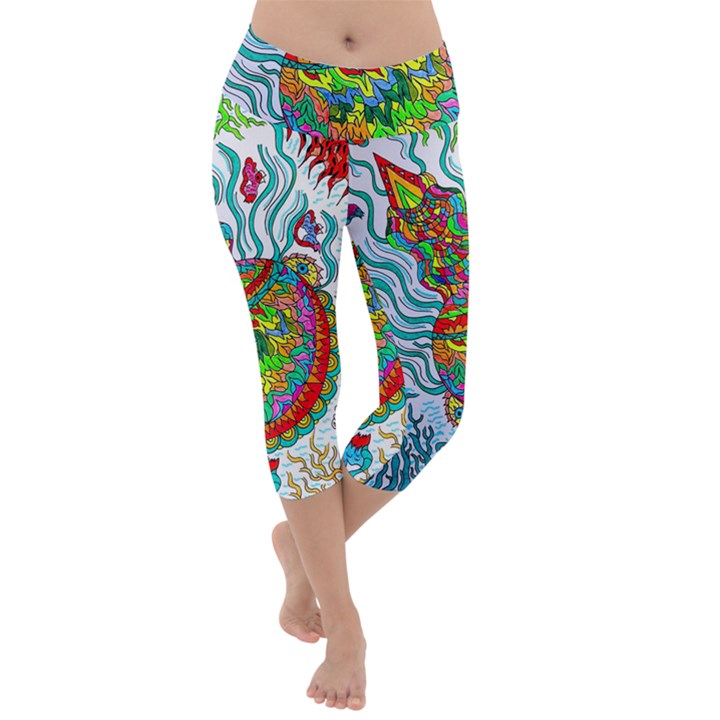 Supersonic Squid Lightweight Velour Capri Yoga Leggings