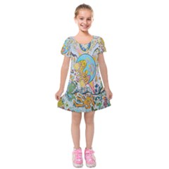 Supersonic Volcanic Moonship Kids  Short Sleeve Velvet Dress by chellerayartisans