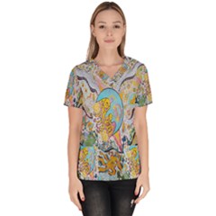 Supersonic Volcanic Moonship Women s V-neck Scrub Top