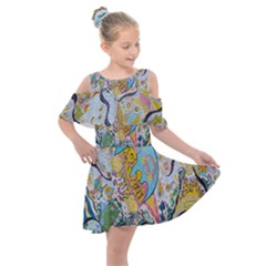 Supersonic Volcanic Moonship Kids  Shoulder Cutout Chiffon Dress