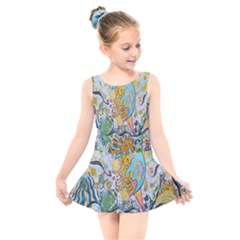 Supersonic Volcanic Moonship Kids  Skater Dress Swimsuit by chellerayartisans