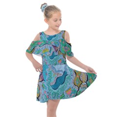 Mystic Mermaid Kids  Shoulder Cutout Chiffon Dress by chellerayartisans