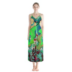 Volcanic Seahorse Button Up Chiffon Maxi Dress by chellerayartisans