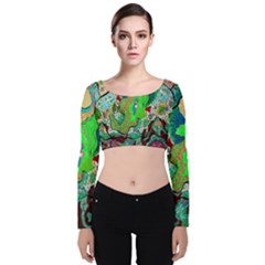 Volcanic Seahorse Velvet Long Sleeve Crop Top by chellerayartisans