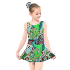 Volcanic Seahorse Kids  Skater Dress Swimsuit