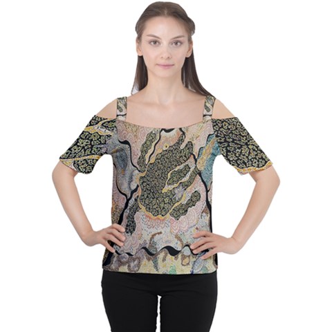 Lizard Volcano Cutout Shoulder Tee by chellerayartisans