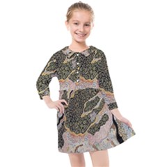 Lizard Volcano Kids  Quarter Sleeve Shirt Dress by chellerayartisans