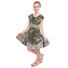 Lizard Volcano Kids  Short Sleeve Dress by chellerayartisans