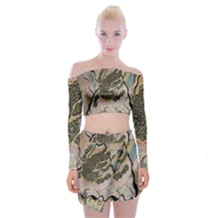 Lizard Volcano Off Shoulder Top With Mini Skirt Set by chellerayartisans