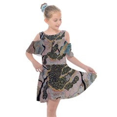 Lizard Volcano Kids  Shoulder Cutout Chiffon Dress by chellerayartisans