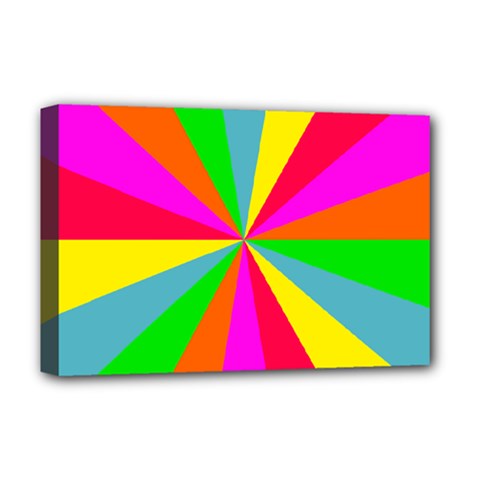 Neon Rainbow Burst Deluxe Canvas 18  X 12  (stretched) by PodArtist