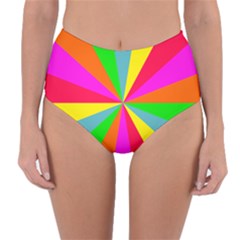 Neon Rainbow Burst Reversible High-waist Bikini Bottoms by PodArtist