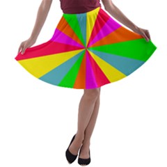 Neon Rainbow Burst A-line Skater Skirt by PodArtist