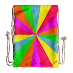 Neon Rainbow Burst Drawstring Bag (large) by PodArtist