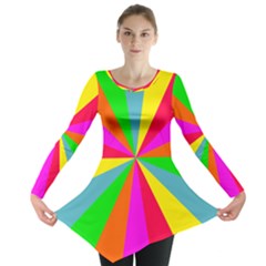 Neon Rainbow Burst Long Sleeve Tunic  by PodArtist