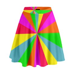 Neon Rainbow Burst High Waist Skirt by PodArtist