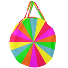 Neon Rainbow Burst Giant Round Zipper Tote by PodArtist