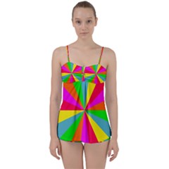 Neon Rainbow Burst Babydoll Tankini Set by PodArtist