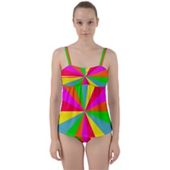 Neon Rainbow Burst Twist Front Tankini Set by PodArtist