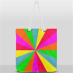 Neon Rainbow Burst Full Print Rope Handle Tote (large) by PodArtist