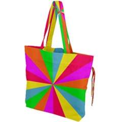 Neon Rainbow Burst Drawstring Tote Bag by PodArtist