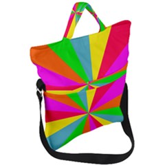 Neon Rainbow Burst Fold Over Handle Tote Bag