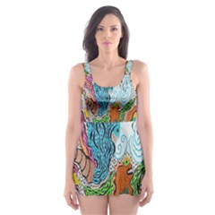 Supersonic Volcano Wizard Skater Dress Swimsuit by chellerayartisans