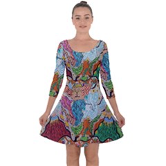 Supersonic Volcano Wizard Quarter Sleeve Skater Dress by chellerayartisans