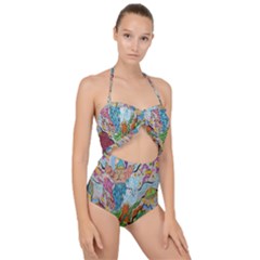 Supersonic Volcano Wizard Scallop Top Cut Out Swimsuit by chellerayartisans