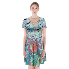 Volcano Submarine Short Sleeve V-neck Flare Dress