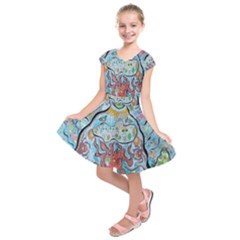 Volcano Submarine Kids  Short Sleeve Dress by chellerayartisans