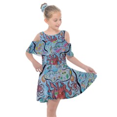 Volcano Submarine Kids  Shoulder Cutout Chiffon Dress