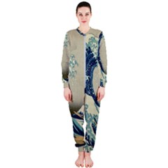 The Classic Japanese Great Wave Off Kanagawa By Hokusai Onepiece Jumpsuit (ladies)  by PodArtist