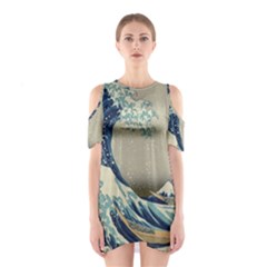 The Classic Japanese Great Wave Off Kanagawa By Hokusai Shoulder Cutout One Piece Dress by PodArtist