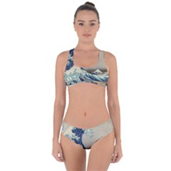 The Classic Japanese Great Wave Off Kanagawa By Hokusai Criss Cross Bikini Set by PodArtist