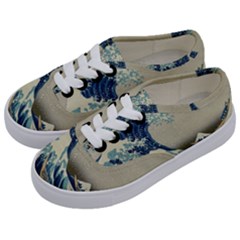 The Classic Japanese Great Wave Off Kanagawa By Hokusai Kids  Classic Low Top Sneakers by PodArtist