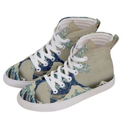 The Classic Japanese Great Wave Off Kanagawa By Hokusai Men s Hi-top Skate Sneakers by PodArtist