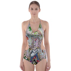 Transparent Volcano Fish Cut-out One Piece Swimsuit by chellerayartisans