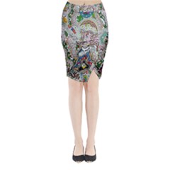 Transparent Volcano Fish Midi Wrap Pencil Skirt by chellerayartisans