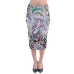 Transparent Volcano Fish Velvet Midi Pencil Skirt by chellerayartisans